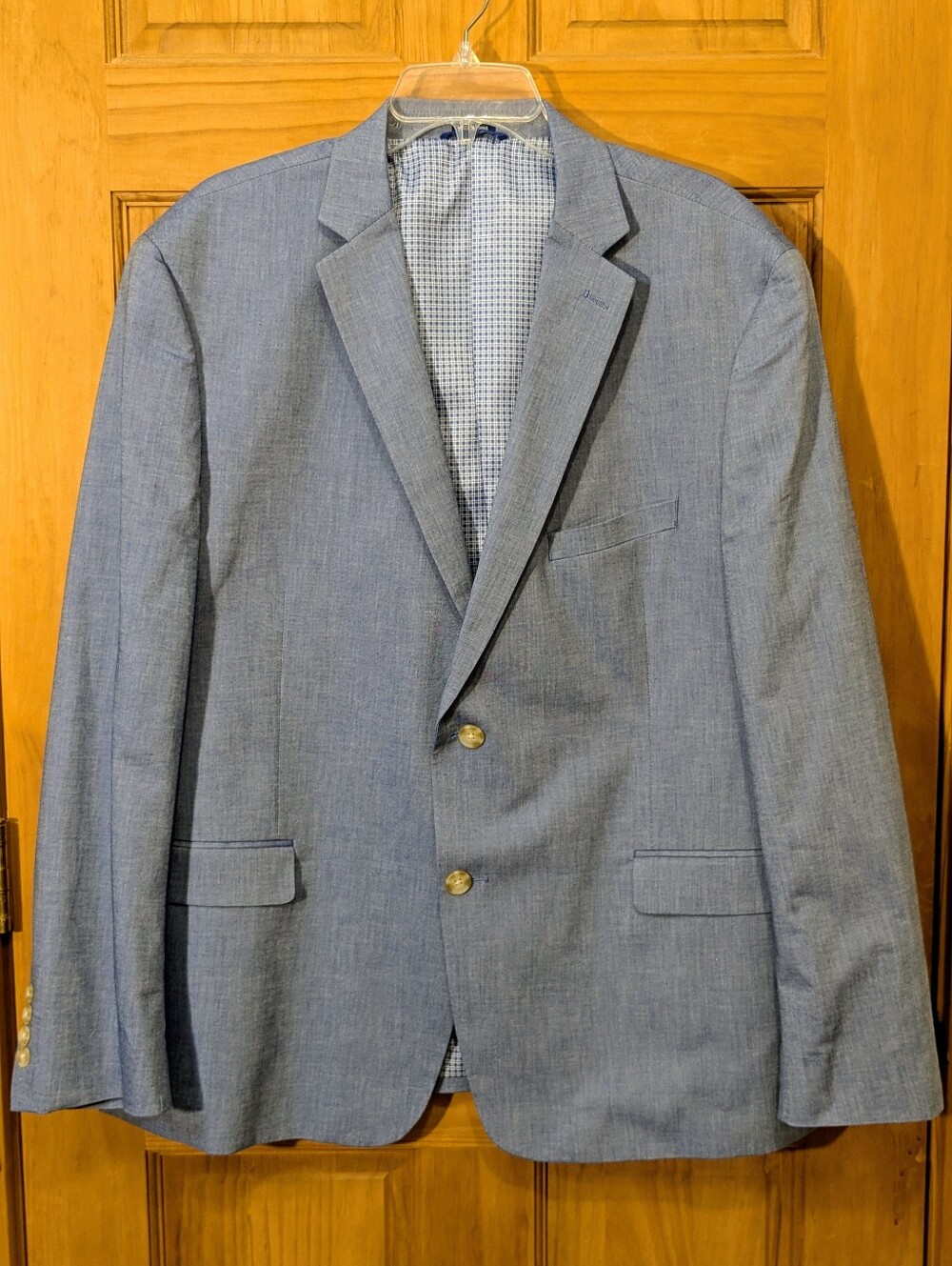 NWOT Crown & Ivy Blazer Chambray Jacket Sport Coat Cotton Light Blue 46R Summer
